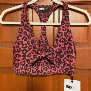Beach Riot- Twist Sports Bra in Cheetah Print